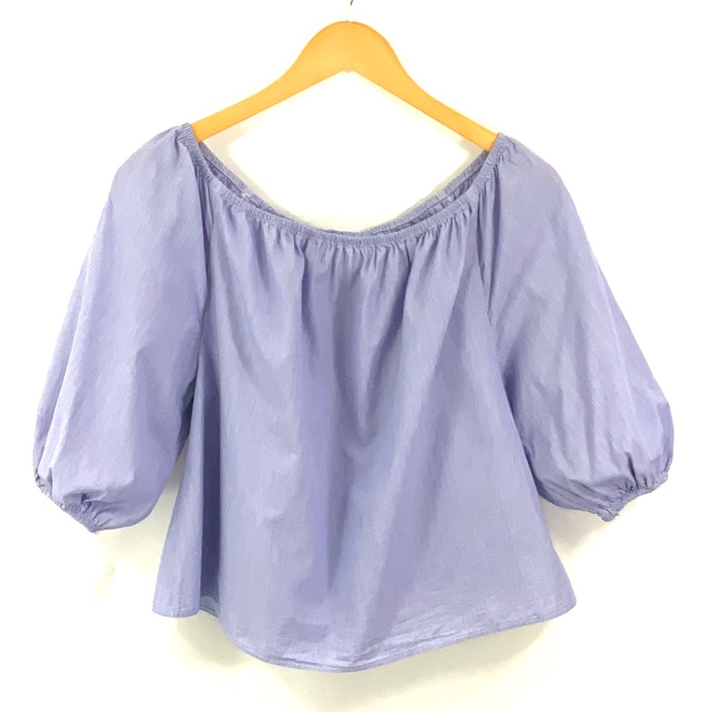 MAEVE ANTHROPOLOGIE 3/4 Long Sleeve Top Blue White Pinstripe Small H28